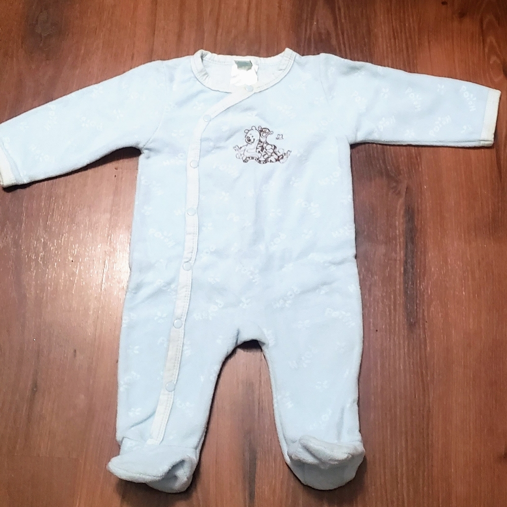 Disney Winnie-the-Pooh Light Blue Soft Footie Pajamas 9 Months